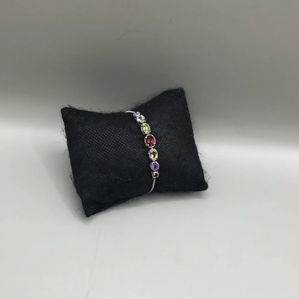 Sts karis bejeweled gemstone bolo adjustable bracelet minimalist or layer stack.